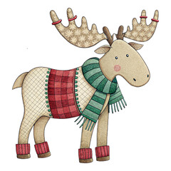 Watercolor Christmas reindeer illustration