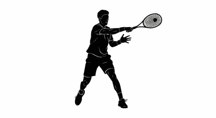 A dynamic tennis player executing a powerful backhand stroke, capturing athletic intensity and competitive spirit for sports marketing and design.
