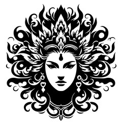 Ornamental face silhouette