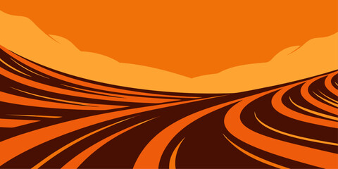 Abstract Orange and Brown Winding Road Landscape