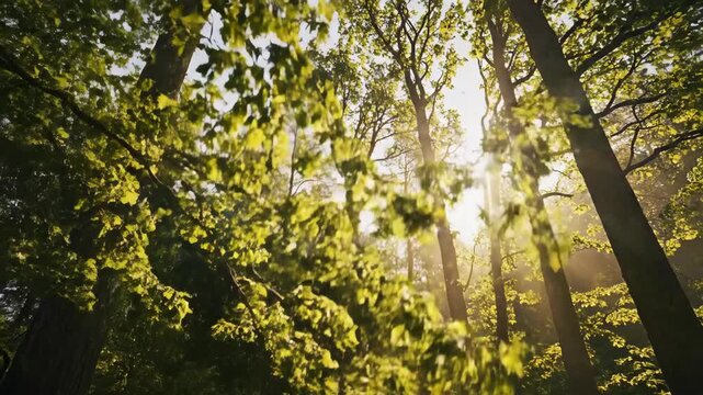 sun shining through trees