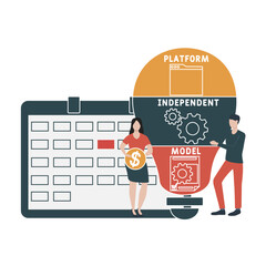 PIM - Platform Independent Model acronym. business concept background. vector illustration concept with keywords and icons. lettering illustration with icons for web banner, flyer, landing