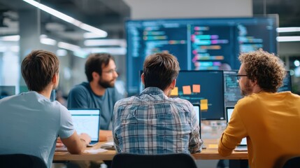 Team collaboration in a modern tech office