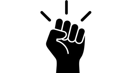 Obraz premium Black fist icon with radiating lines simple flat vector glyph isolated on white background for social justice and empowerment