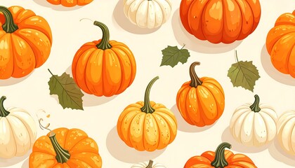 Autumnal Abundance - A Harvest of Pumpkins and Leaves.