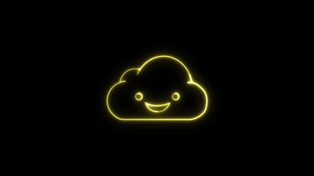 Glowing neon Laugh Happy Smile Icon in green color. Laugh Emot Emots Icon in yellow color. Laughing Smiley Icon motion-