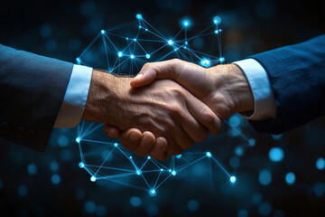 Handshake between two businessmen represents partnership, vision, and innovation in building the future of luxury urban architecture.	
