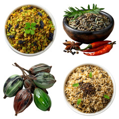 Fototapeta premium A vibrant collection of diverse culinary ingredients and dishes. isolated on transparent background