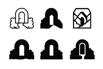 Secret Path Logos. Secret Path. Set Logo of Secret Path: hidden gate in hedgerow. harmonious logo variations of the same emblematic concept, each