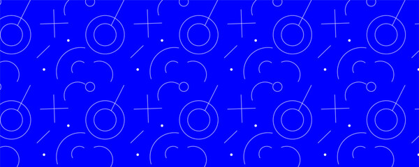 Minimalist Monochrome Geometric Seamless Pattern on Blue Background