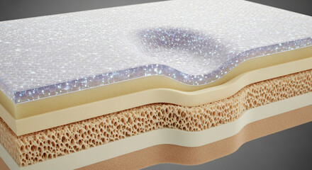 Macro 3d smart pillow material with nanotech coating cross-section