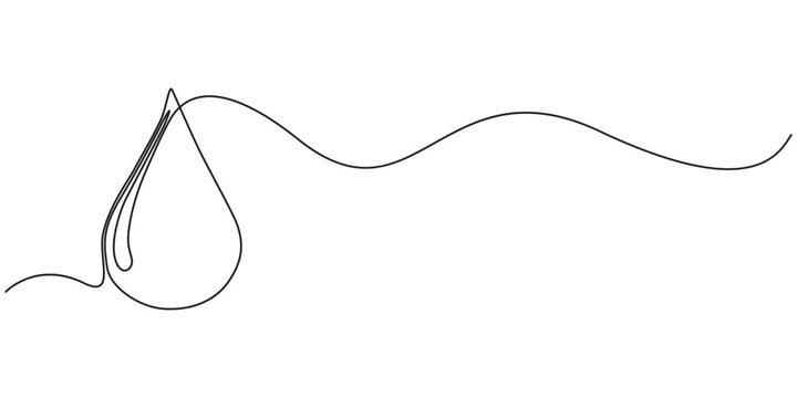 Single line drawing of blood drop isolated on white background, blood drop icon one line drawing, continuous line art drawing of blood drop, One line drawing of water drop. Pro vector