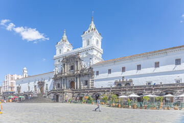 Quito, Ecuador - October 7, 2025: The Church and Convent of San Francisco is one of the most emblematic, ancient and extensive temples in the Historic Center of Quito.
