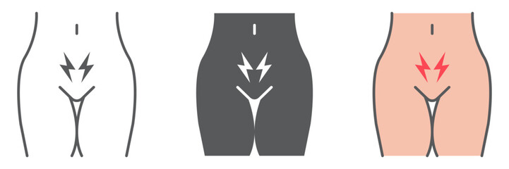 Menstrual cramps pain icon, body and ache, abdominal ache sign, vector graphics, a linear pattern on a white background. editable stroke