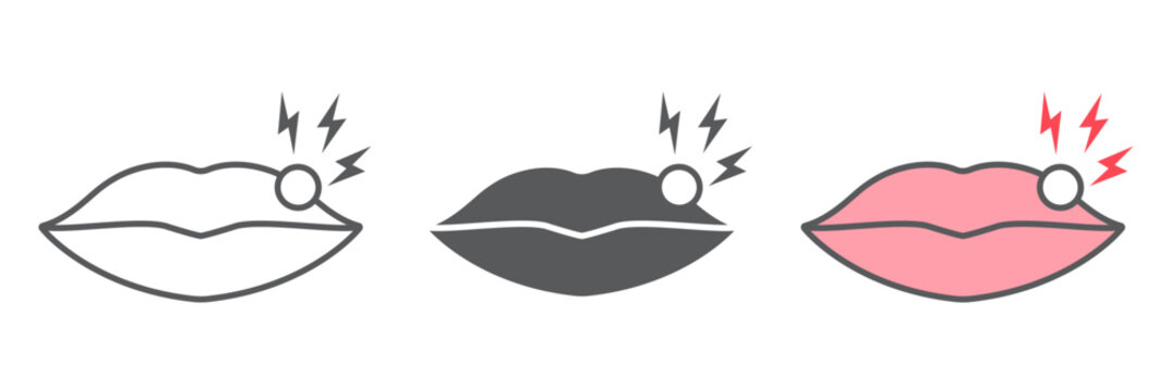 Lip pain icon, body and painful, herpes sign, vector graphics, a linear pattern on a white background. editable stroke