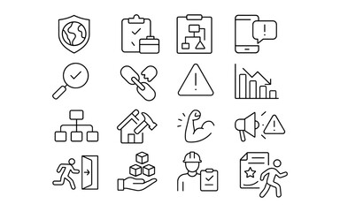 Fototapeta premium Business and workflow icons set for project management and efficiency