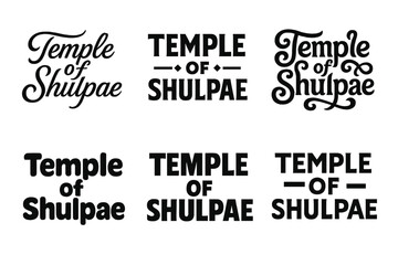 Obraz premium Shulpae Emblem Variations. Temple of Shulpae. Set lettering. harmonious lettering variations of the same emblematic concept, each with different artistic