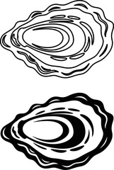 Oyster Shell Outline and Silhouette