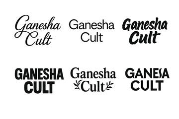 Fototapeta premium Ganesha Lettering Variations. Ganesha Cult. Set lettering. harmonious lettering variations of the same emblematic concept, each with different artistic