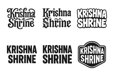 Krishna Shrine Lettering Grid. Krishna Shrine. Set lettering. harmonious lettering variations of the same emblematic concept, each with different artistic