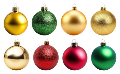 PNG Colorful festive Christmas ornaments displayed, element set on transparent background