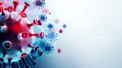 close up Microscopic Visualization of Viral Pathogens with Detailed Structures against white background with copy space for World Antimicrobial Resistance Awareness Week