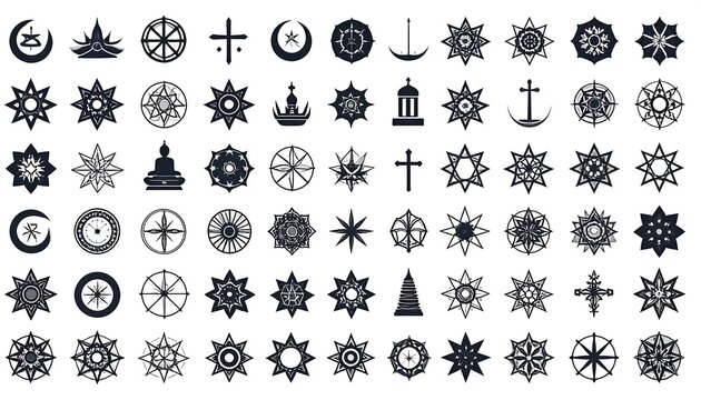 Collection of Diverse Religious and Spiritual Symbols in Vector Format.