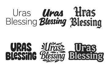 Fototapeta premium Uras Blessing Lettering. Uras Blessing. Set lettering. harmonious lettering variations of the same emblematic concept, each with different artistic
