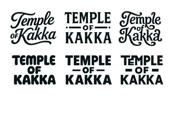 Temple Lettering Variations. Temple of Kakka. Set lettering. harmonious lettering variations of the same emblematic concept, each with different artistic