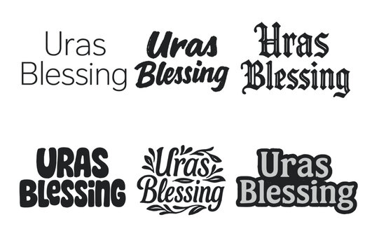 Uras Blessing Lettering. Uras Blessing. Set lettering. harmonious lettering variations of the same emblematic concept, each with different artistic
