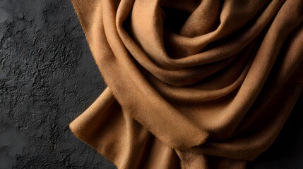 Luxurious Cashmere Shawl on Dark Textured Background Representing Comfort and Style for Fashion and Interior Design Projects