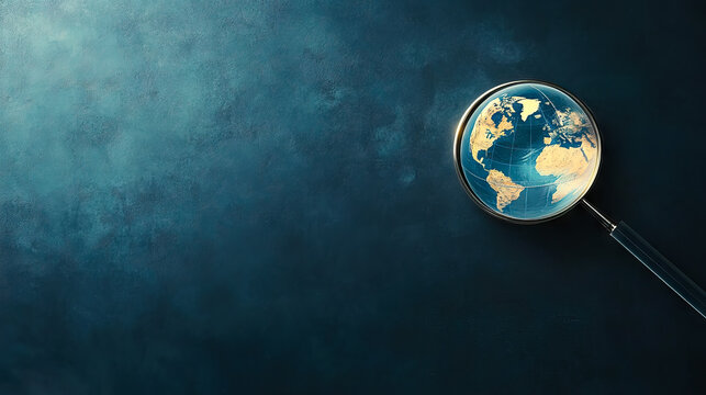 Conceptual exploration: Magnifying the earth with depth and global research with copy space - Powered by Adobe