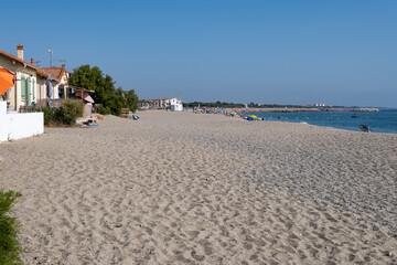 Obraz premium Le Racou hamlet houses in Argeles-sur-Mer, or the nook in Catalan, typical place along the Mediterranean coast, sandy paths, tourists destination near Collioure, France