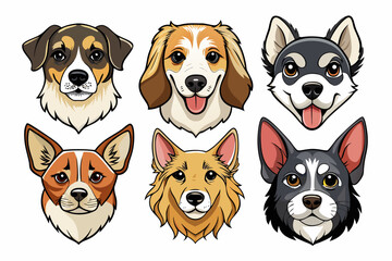 Cute group of white dogs and puppies sitting together on an isolated white background