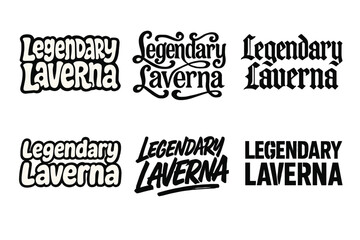 Fototapeta premium Legendary Lettering Styles. Legendary Laverna. Set lettering. harmonious lettering variations of the same emblematic concept (Funky cartoon-style lettering,