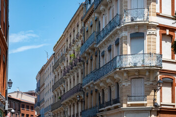 Views of Toulouse, city in southern France, Haute-Garonne department, Occitania region, centre of European aerospace industry with pink red bricks houses, travel destination