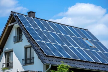 Solar panels installed on a modern house roof