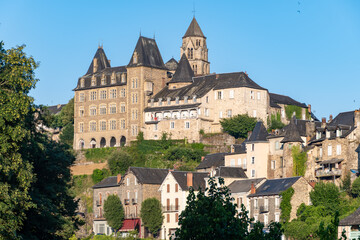 Walking in Uzerche, historical fortified royal patronage medieval town in Correse department, Nouvelle-Aquitaine, France, old houses and narrow streets
