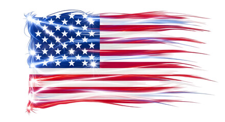Obraz premium American flag with a glowing effect, a symbol of patriotism isolated on transparent background