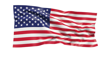 Obraz premium Waving american flag isolated on transparent background, a symbol of freedom and patriotism