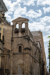 View of streets of Palermo, citylife, ancient baroque churches, old narrow streets, Norman palaces, markets, Sicilian vacation destination, South of Italy