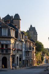 Walking in Uzerche, historical fortified royal patronage medieval town in Correse department, Nouvelle-Aquitaine, France, old houses and narrow streets