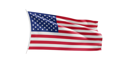 Waving american flag isolated on transparent background, a symbol of freedom and democracy