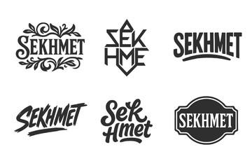 Fototapeta premium Sekhmet Sigil Variations. Sekhmet Sigil. Set lettering. harmonious lettering variations of the same emblematic concept, each with different artistic