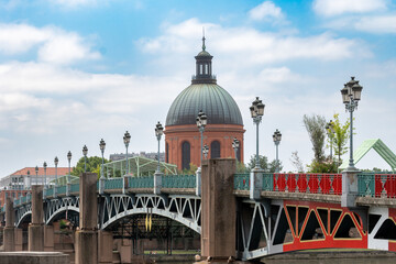 Views of Toulouse, city in southern France, Haute-Garonne department, Occitania region, centre of European aerospace industry with pink red bricks houses, travel destination