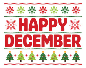 Happy December message with a festive winter border.