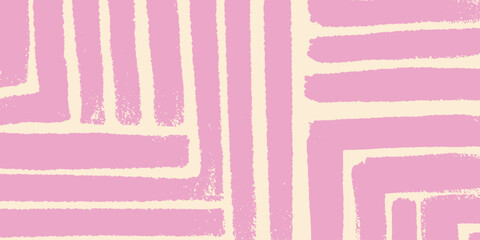 Abstract Geometric Maze Patterns &mdash; Minimalist Backgrounds in Pink. Trendy vector illustration.