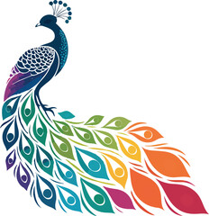 Fototapeta premium Elegant Peacock Logo Design – Luxury Bird Symbol, Royal Feather Icon, Modern Golden and Blue Vector Emblem for Branding and Fashion