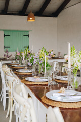 table setting in Mediterranean restaurant