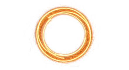 Golden ring of light isolated on transparent background, a magical portal for fantasy concept